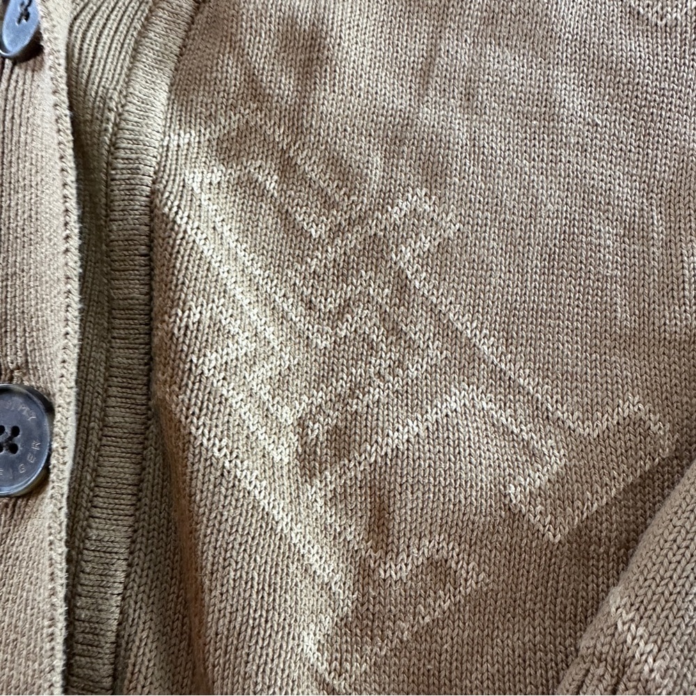 Tommy Hilfiger Monogramed Relaxed Fit Beige Knit Cardigan Sz 3X - Picture 3 of 15